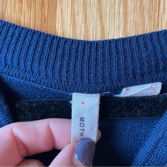 Anthropologie Moth Brand Embellished Jewelled Sweater Navy Blue - Picture 5 of 8